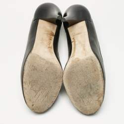 Chanel Black Leather Camellia  Pumps Size 40