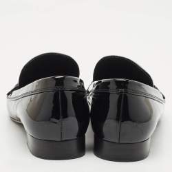 Chanel Black Patent Leather CC Slip On Loafers Size 39