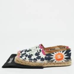 Chanel Multicolor Print Canvas CC Espadrille Flats Size 39