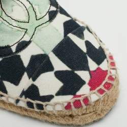 Chanel Multicolor Print Canvas CC Espadrille Flats Size 39
