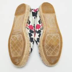 Chanel Multicolor Print Canvas CC Espadrille Flats Size 39