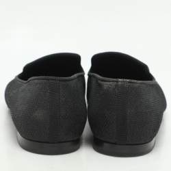 Chanel Black Lame Fabric CC Moccasins Size 39
