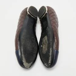 Chanel Blue/Burgundy Leather CC Cap Toe Bow Ballet Flats Size 38.5