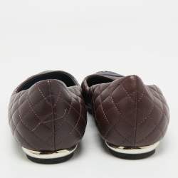Chanel Blue/Burgundy Leather CC Cap Toe Bow Ballet Flats Size 38.5