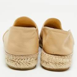 Pre Owned Chanel Beige/Black Fabric and Leather CC Logo Espadrilles Size 38