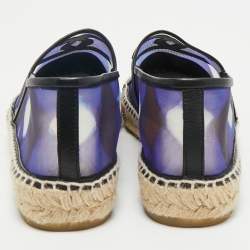 Chanel Purple/Black Mesh and Leather Interlocking CC Espadrille Flats Size 39