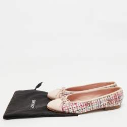 Chanel Multicolor Leather and Tweed CC Ballet Flats Size 39