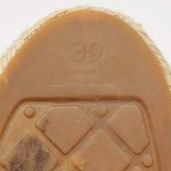 Pre Owned Chanel Black/Gold Tweed CC Cap Toe Espadrille Flats Size 39