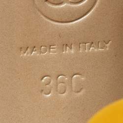 Pre Owned Chanel Yellow Leather Parthenon Grecian Column Platform Sandals Size 36