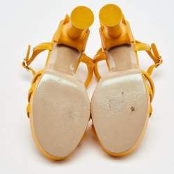 Pre Owned Chanel Yellow Leather Parthenon Grecian Column Platform Sandals Size 36