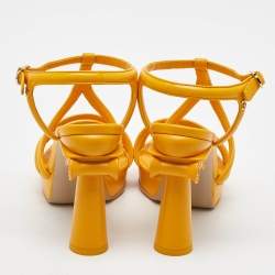 Pre Owned Chanel Yellow Leather Parthenon Grecian Column Platform Sandals Size 36