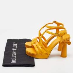 Pre Owned Chanel Yellow Leather Parthenon Grecian Column Platform Sandals Size 36