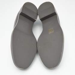 Pre Owned Chanel Grey Leather CC Slip On Loafers Size 40.5