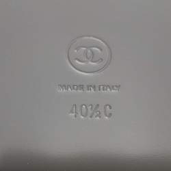 Pre Owned Chanel Grey Leather CC Slip On Loafers Size 40.5