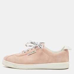 Chanel Pink Suede Weekender Low Top Sneakers Size 39
