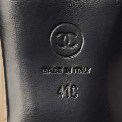 Chanel Beige/Black Patent and Leather CC Cap Toe Slingback Ballet Flats Size 41