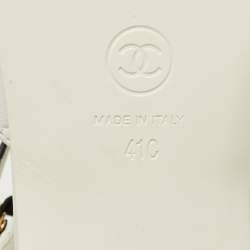 Pre Owned Chanel Black/White Quilted Patent and Leather CC Turnlock Ballet Flats Size 41