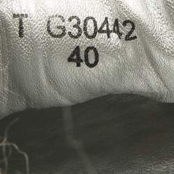 Pre Owned Chanel Pink/Silver Tweed and Holographic Leather Lace Up Sneakers Size 40