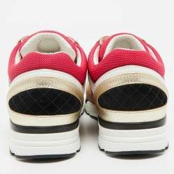 Chanel Multicolor Leather and Mesh CC Low Top Sneakers Size 37.5