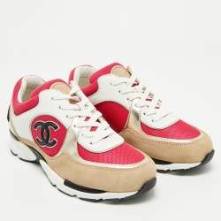 Chanel Multicolor Leather and Mesh CC Low Top Sneakers Size 37.5