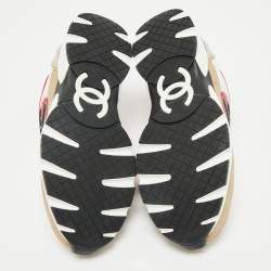 Chanel Multicolor Leather and Mesh CC Low Top Sneakers Size 37.5