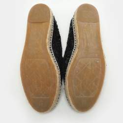 Pre Owned Chanel Black Sequins and Patent Leather CC Cap Toe Espadrille Flats Size 41