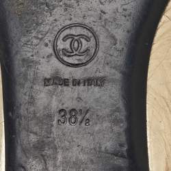 Pre Owned Chanel Gold/Black Leather and Patent Leather CC Lace Up Oxfords Size 38.5