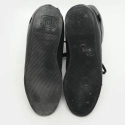 Pre Owned Chanel Dark Green Perforated Leather CC High Top Sneakers Size 38