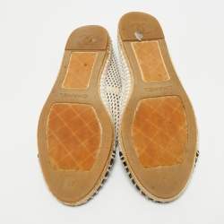 Pre Owned Chanel Two Tone Leather and Mesh CC Espadrilles Flats Size 41