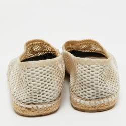 Pre Owned Chanel Two Tone Leather and Mesh CC Espadrilles Flats Size 41