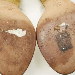 Pre Owned Chanel Gold/Transparent PVC and Leather Block Heel Slingback Sandals Size 37.5