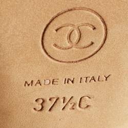 Pre Owned Chanel Gold/Transparent PVC and Leather Block Heel Slingback Sandals Size 37.5