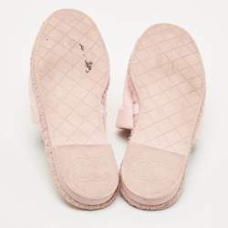 Pre Owned Chanel Pink Canvas CC Cap Toe Espadrille Mules Size 39