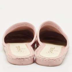 Pre Owned Chanel Pink Canvas CC Cap Toe Espadrille Mules Size 39