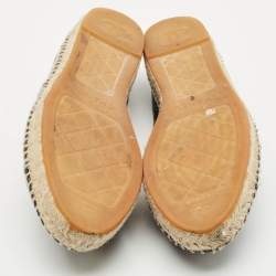 Pre Owned Chanel Black Leather/Canvas CC Logo Espadrilles Size 38