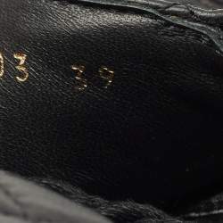 Pre Owned Chanel Black Leather Quilted Rope CC Flat Sandals Size 39