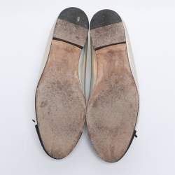 Pre Owned Chanel Metallic Canvas and Iridescent Leather CC Ballet Flats Size 39