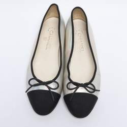 Pre Owned Chanel Metallic Canvas and Iridescent Leather CC Ballet Flats Size 39