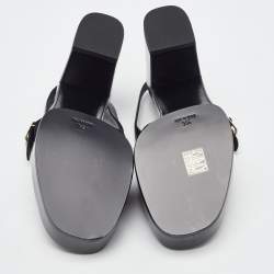Pre Owned Chanel Black Quilted Leather CC Open Toe Platform Slingback Sandals Size 39