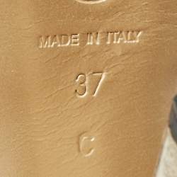 Pre Owned Chanel Black Canvas CC Cap Toe Slingback Pumps Size 37