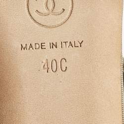 Pre Owned Chanel Grey Velvet Pear Embellished Thong Sandals Size 40