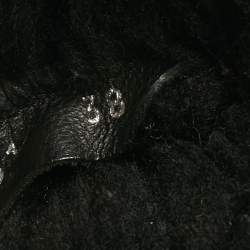 Pre Owned Chanel  Black Suede And Fur Chain Detail Ankle Boots Size 38