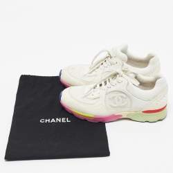 Pre Owned Chanel Multicolor Fabric and Suede CC Low Top Sneakers Size 38