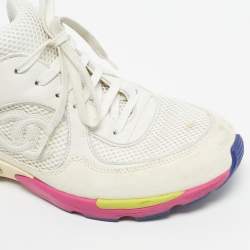 Pre Owned Chanel Multicolor Fabric and Suede CC Low Top Sneakers Size 38