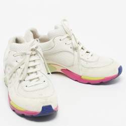 Pre Owned Chanel Multicolor Fabric and Suede CC Low Top Sneakers Size 38