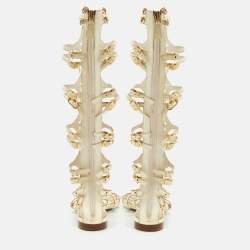 مملوكة مسبقًا Chanel Cream Leather Gladiator Flat Sandals Size 37