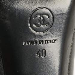 Pre Owned Chanel Black Leather CC Cap Toe  Platform Pumps Size 40