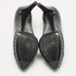 Pre Owned Chanel Black Leather CC Cap Toe  Platform Pumps Size 40