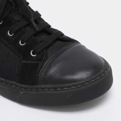 Pre Owned Chanel Black Suede Leather And  Canvas High Top Sneakers Size 39