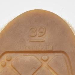 Pre Owned Chanel Black Woven Raffia and Canvas CC Cap Toe Espadrille Flats Size 39